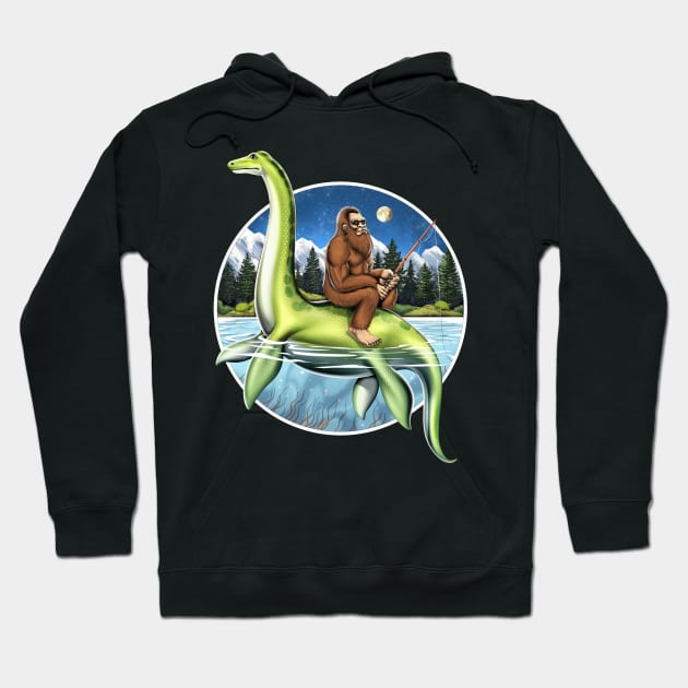 Bigfoot Loch Ness Fishing Hoodie by underheaven